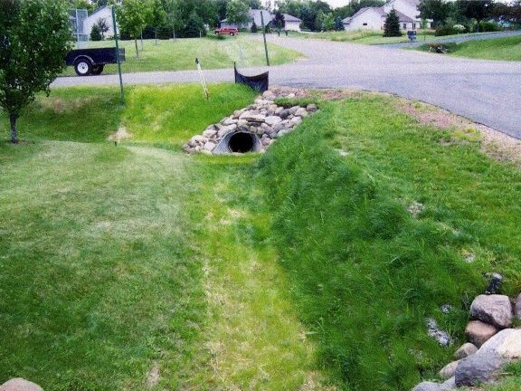 Green Retaining Wall Ditch Side